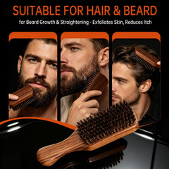 MenGate full brush side profile demonstrating curved 9.21-inch handle for comfortable grooming