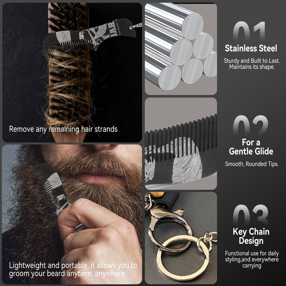 MenGate mini metal comb keychain for quick travel touch-ups and cleaning