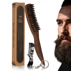 MenGate walnut beard brush front showing classic finish and control
