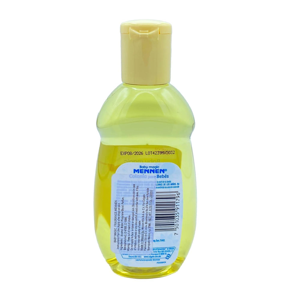 Mennen Baby Magic fine spray mist being dispensed to show gentle application and quick drying