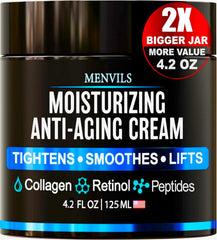 Menvils front tube view showing product packaging and benefits