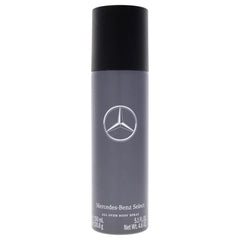 Mercedes Benz Select body spray front packaging showing sleek can and logo for premium freshness