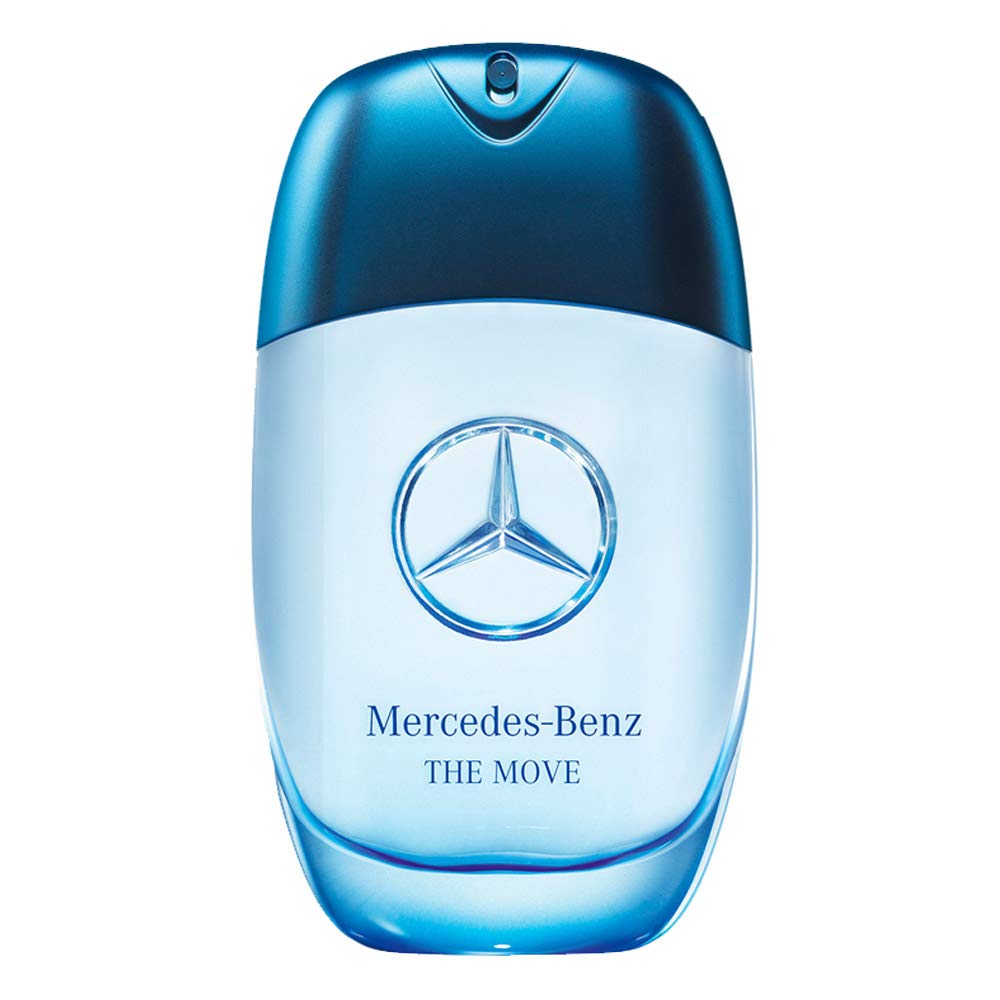 Mercedes‑Benz The Move front bottle showing label and sleek glass, brand clarity and elegance