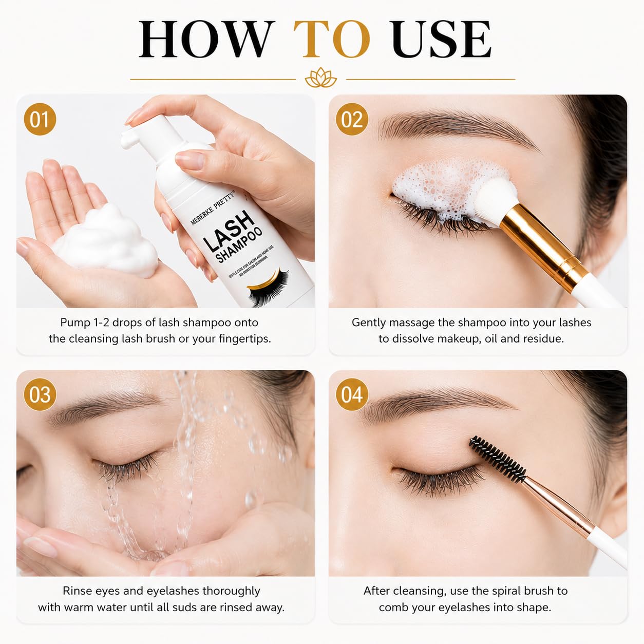 Mererke_Pretty foam texture in hand showing lightweight, non-greasy lather for sensitive eyes