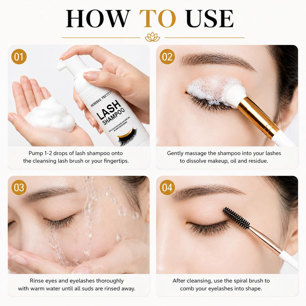 Mererke_Pretty foam texture in hand showing lightweight, non-greasy lather for sensitive eyes