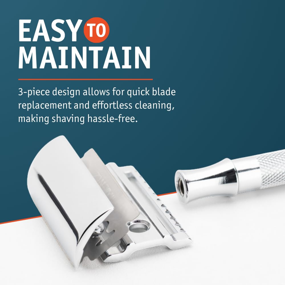 MERKUR installed double-edge blade illustrating quick blade replacement