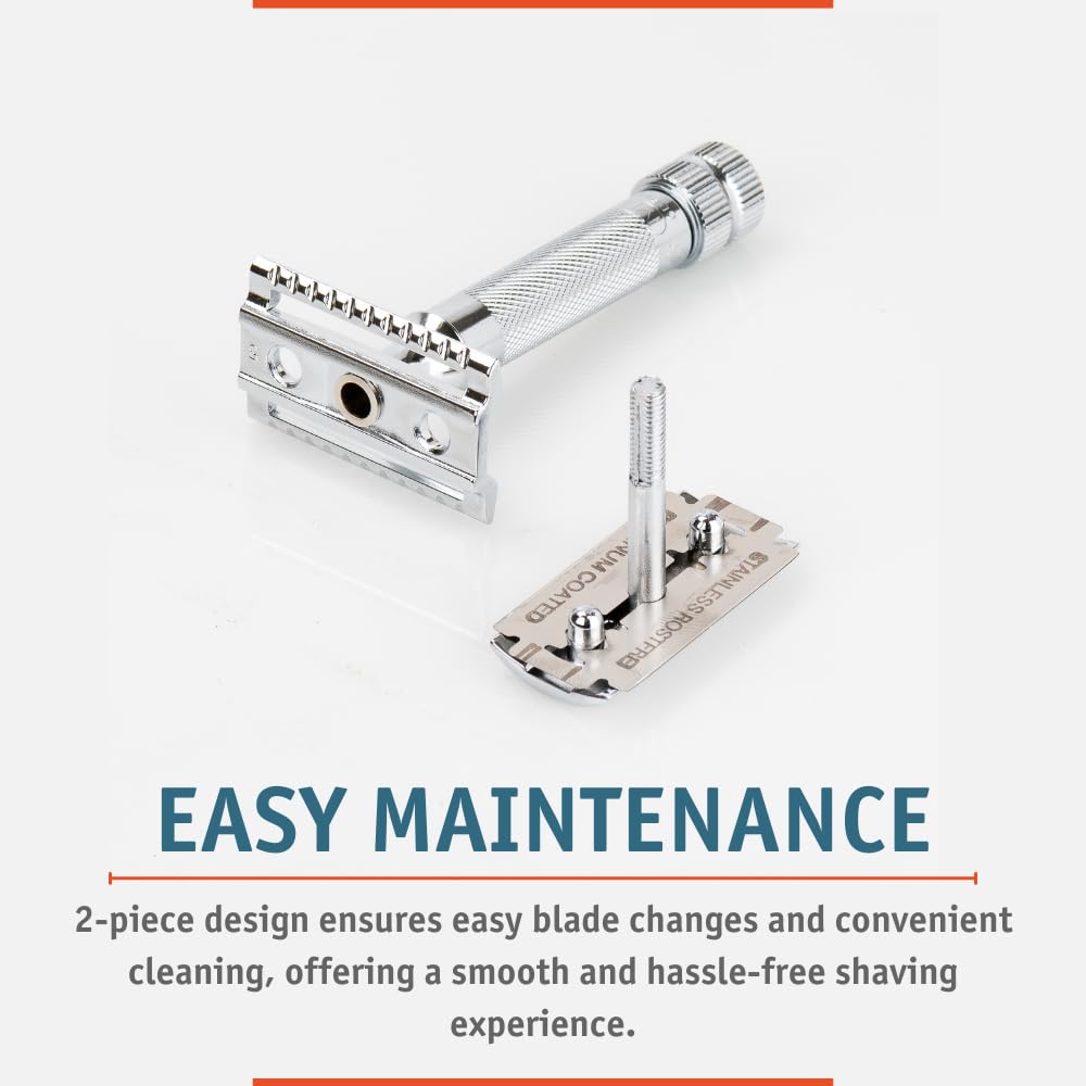 Merkur 34C open head during blade change for safe, easy replacement