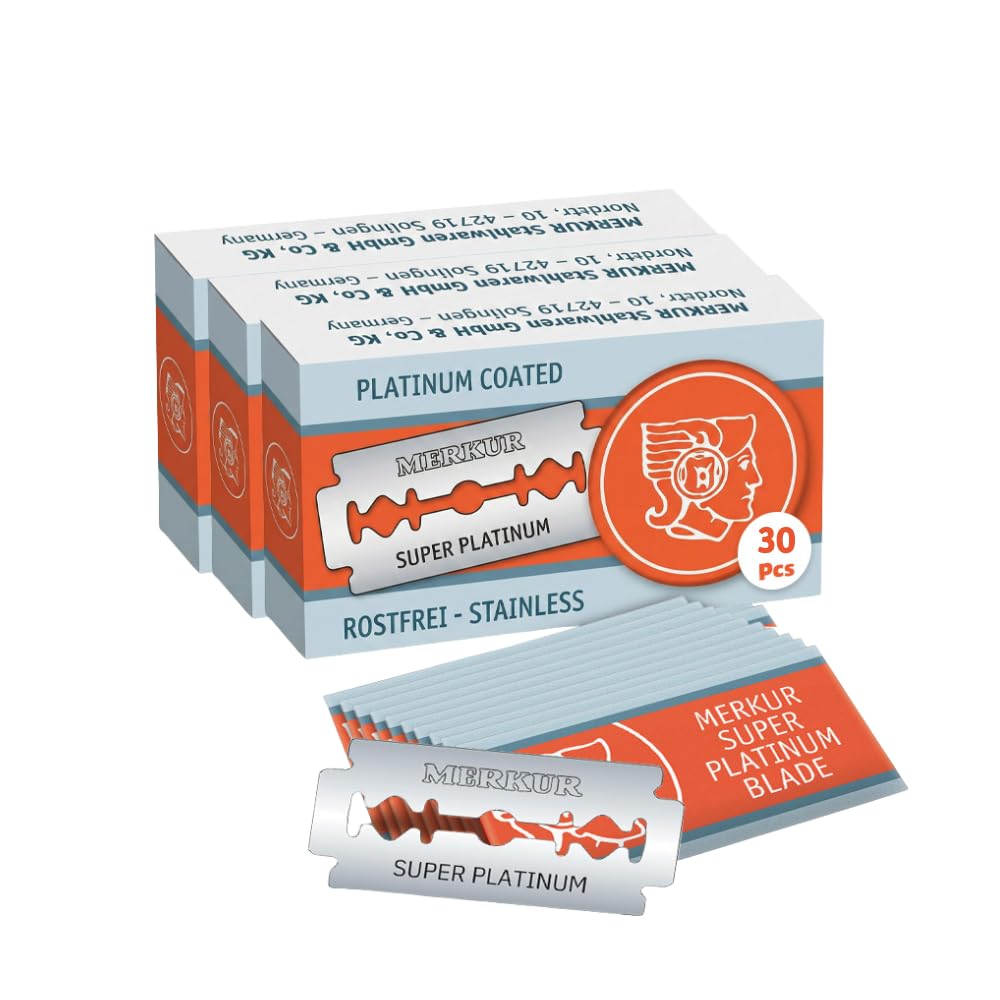 MERKUR product front packaging showing 30 blades and clear brand identity for reliable supply