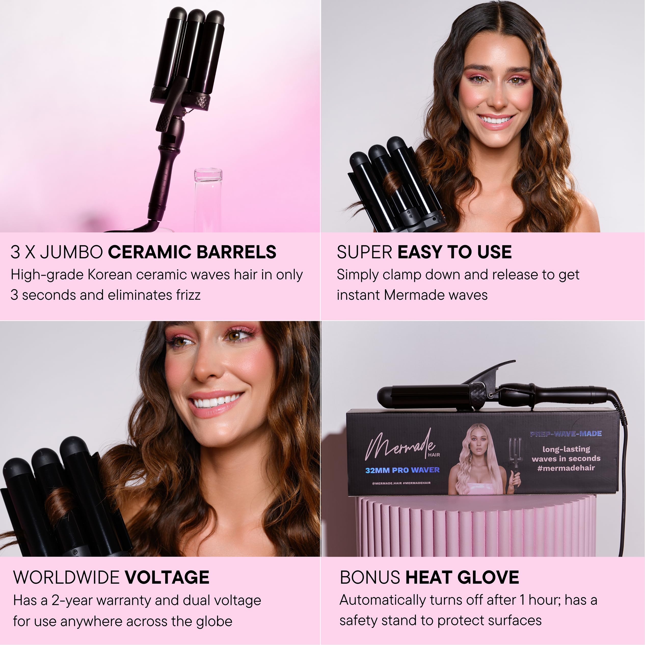 Mermade Hair size comparison with hand to show compact travel-friendly dimensions