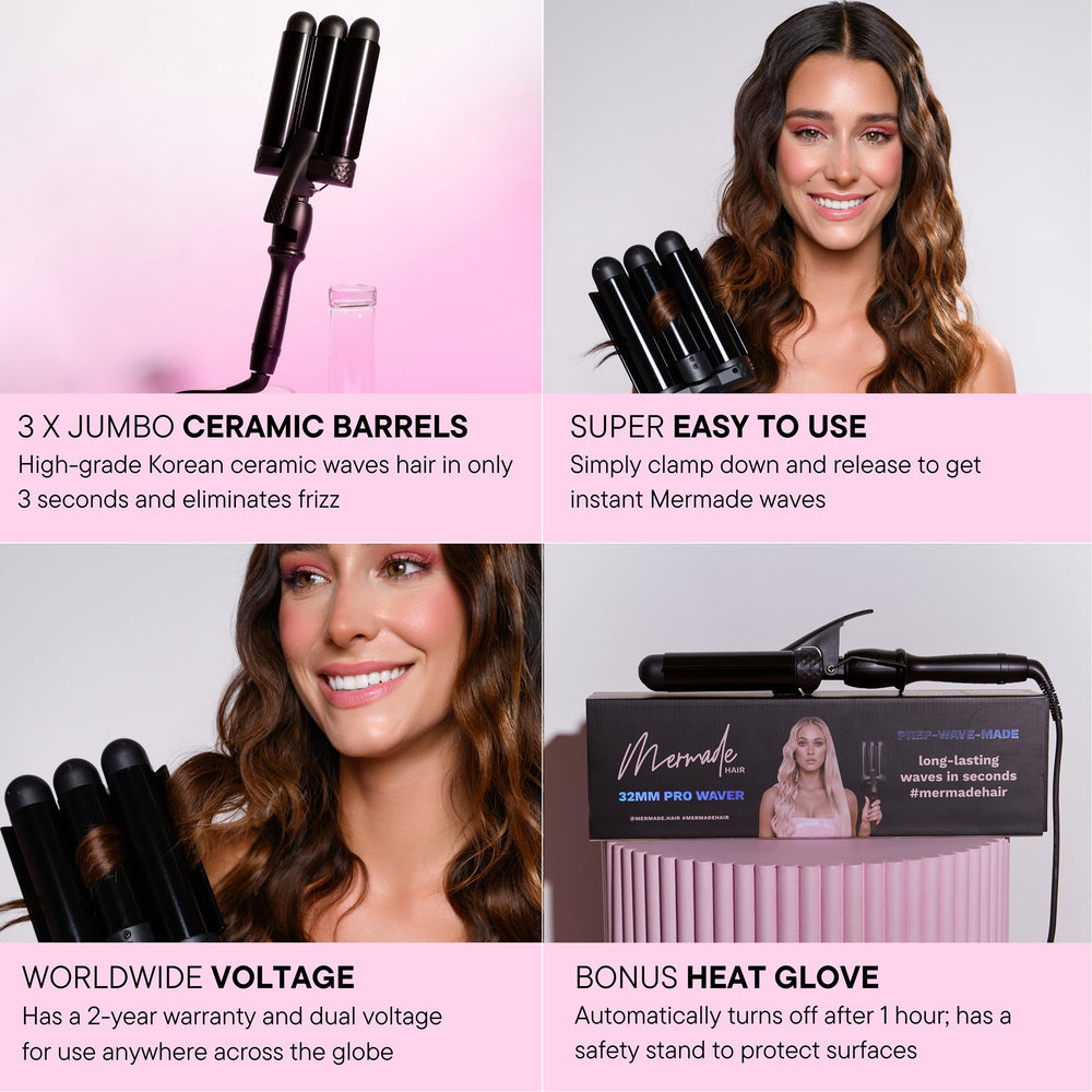 Mermade Hair size comparison with hand to show compact travel-friendly dimensions