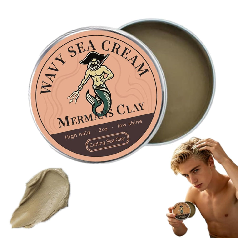 MERMANS CLAY front packaging showing jar and label, clear product identity and benefits