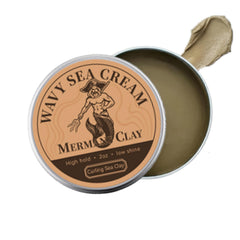 MERMANS CLAY front jar shot showing label and easy application benefit