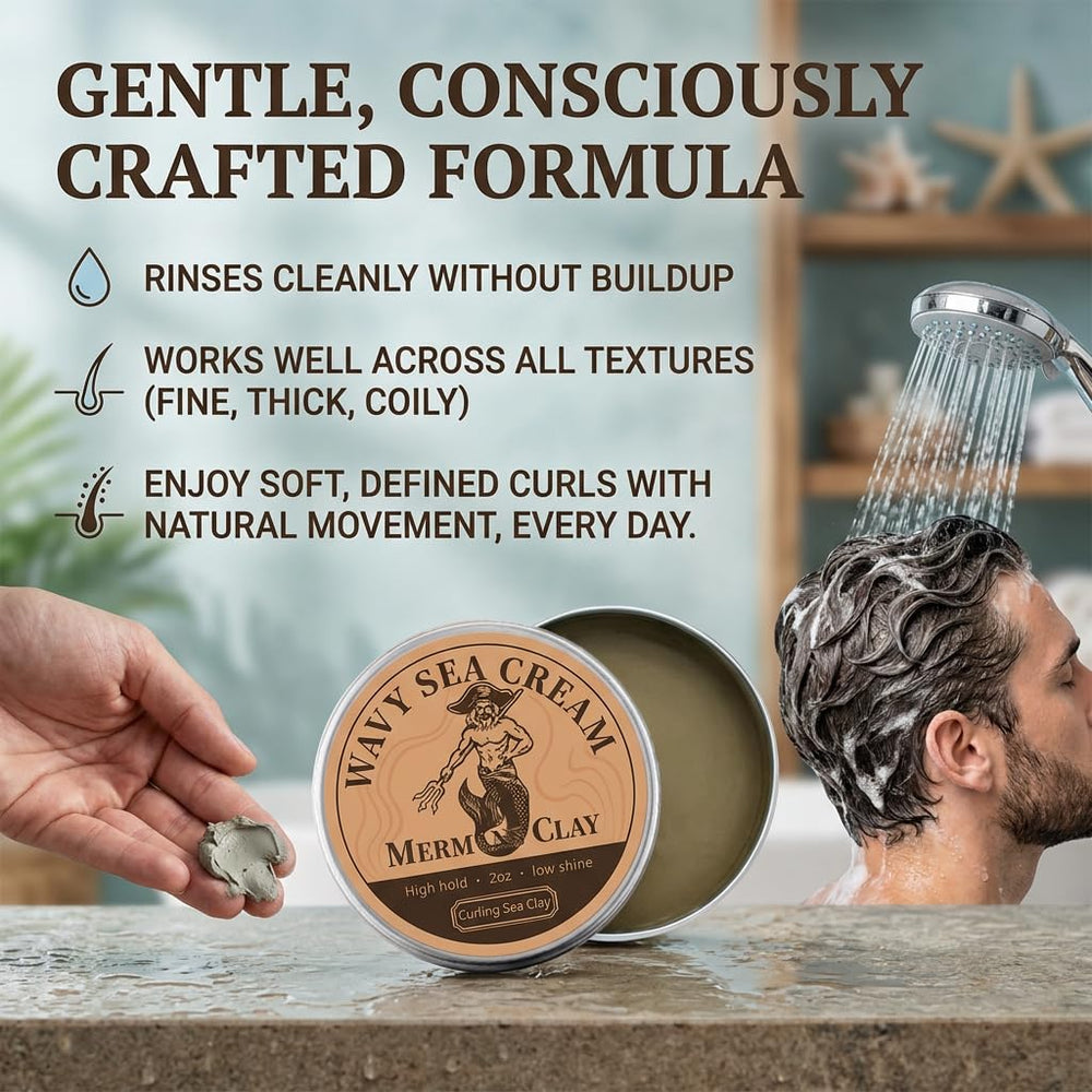 MERMANS CLAY in beach setting suggesting ocean-inspired texture and hold