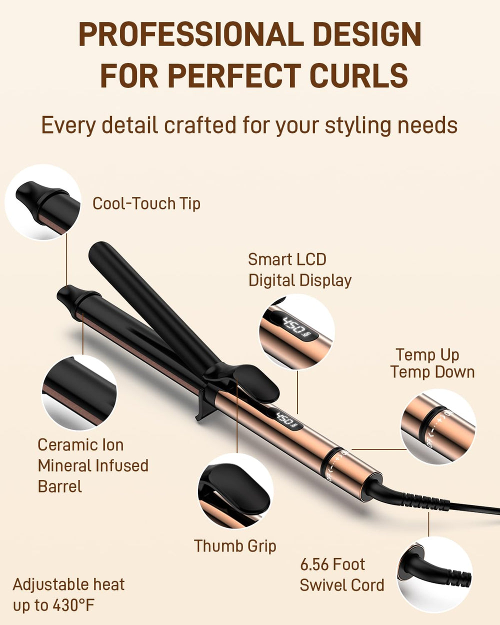 MESCOMB wand in use on long hair creating smooth, crease-free waves quickly