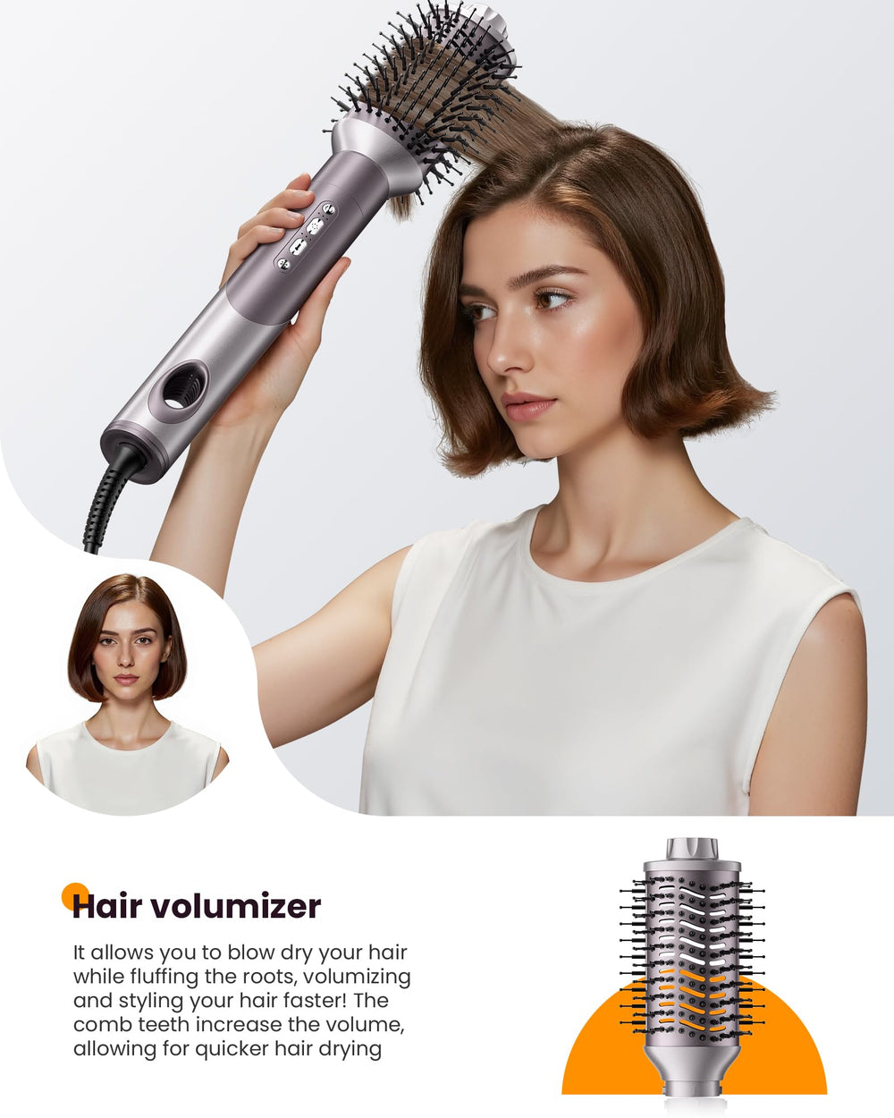 MESCOMB in-use styling showing model creating curls for fast salon-like results