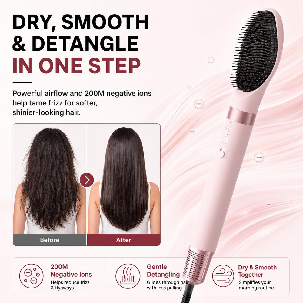 MESCOMB oval brush bristles detail for smooth shaping and added volume