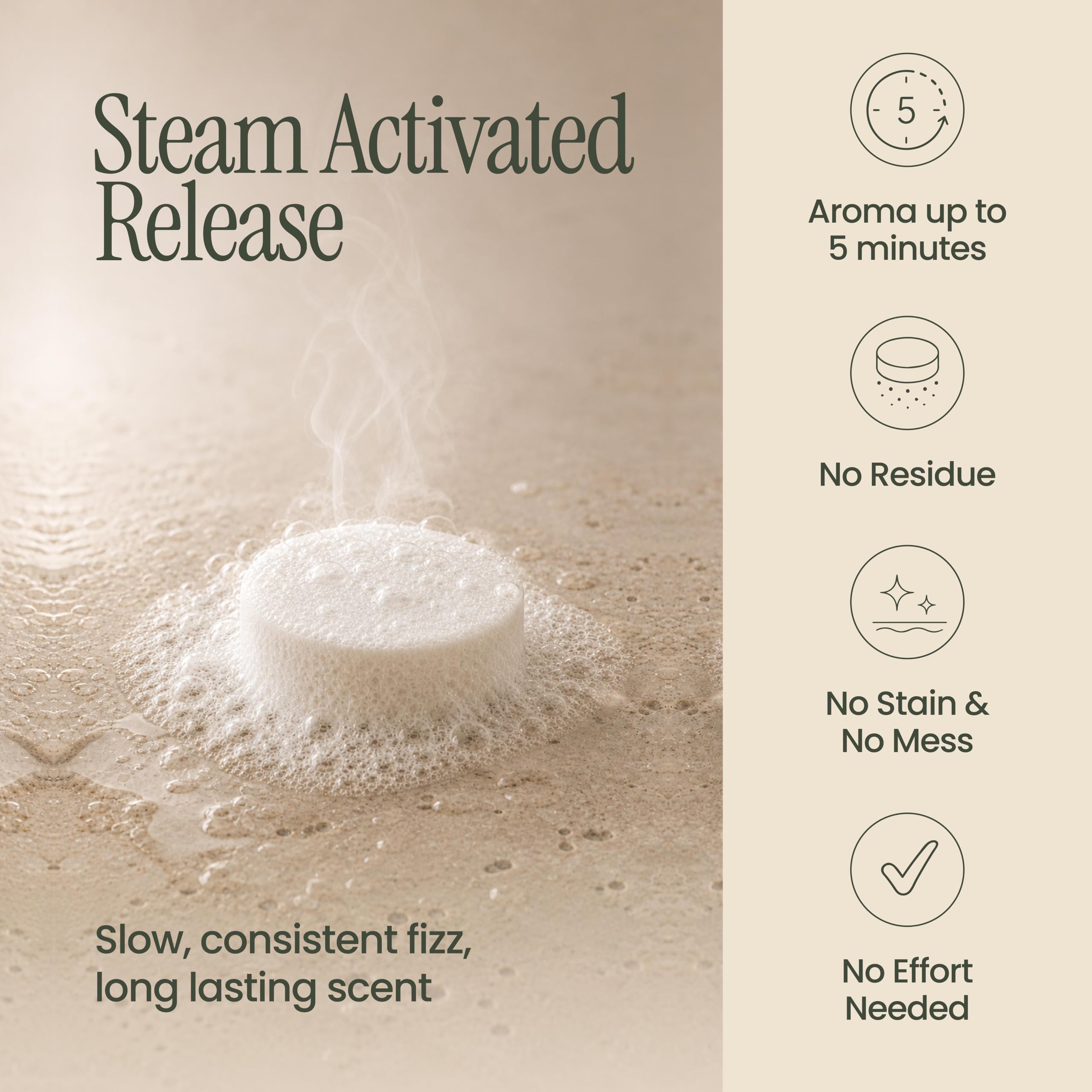 MESMOS steamer in an active shower scene releasing visible steam and aroma