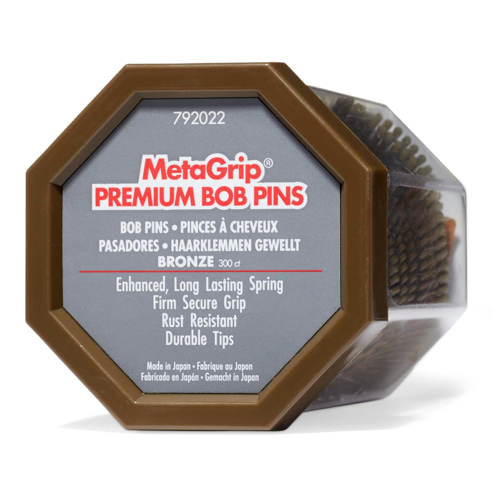 MetaGrip bronze bobby pins front pack showing 300 count and durable finish
