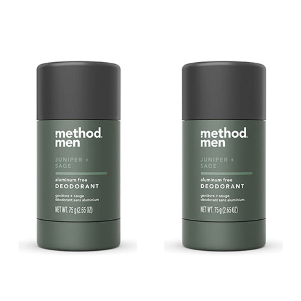 Method Men front packaging showing two juniper & sage sticks for convenient freshness
