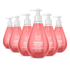 Method pink grapefruit front packaging showing six 12 fl oz bottles and bright label