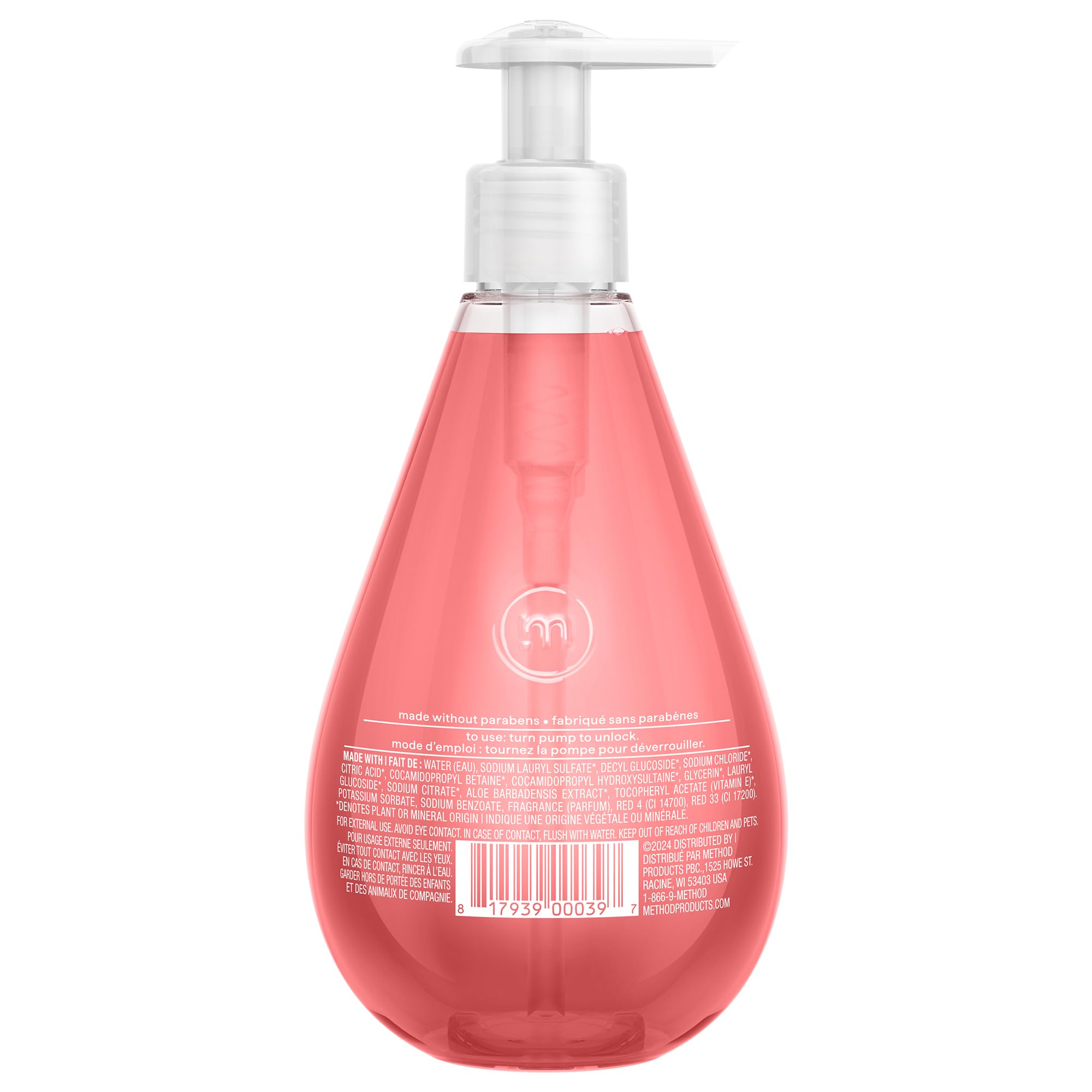 Method pump close-up focuses on dispenser and easy-turn unlock for quick use