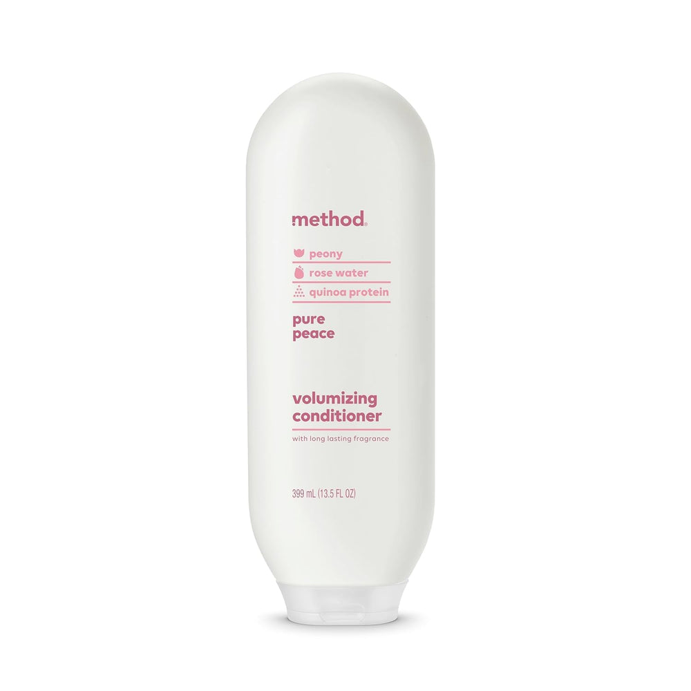 Method conditioner bottle close-up showing label and softening benefit for ends