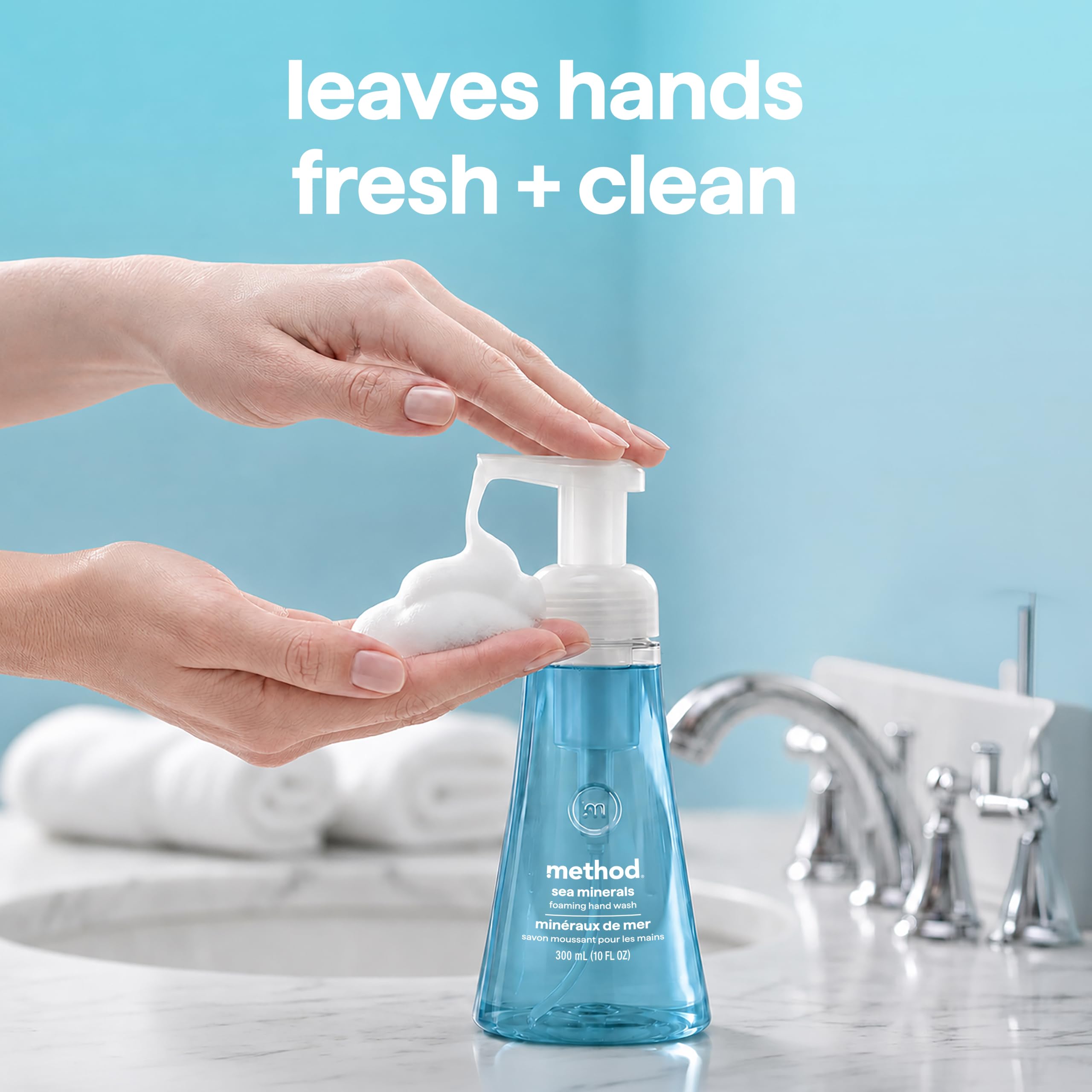 Method bottle placed by kitchen sink illustrating everyday use and fresh scent
