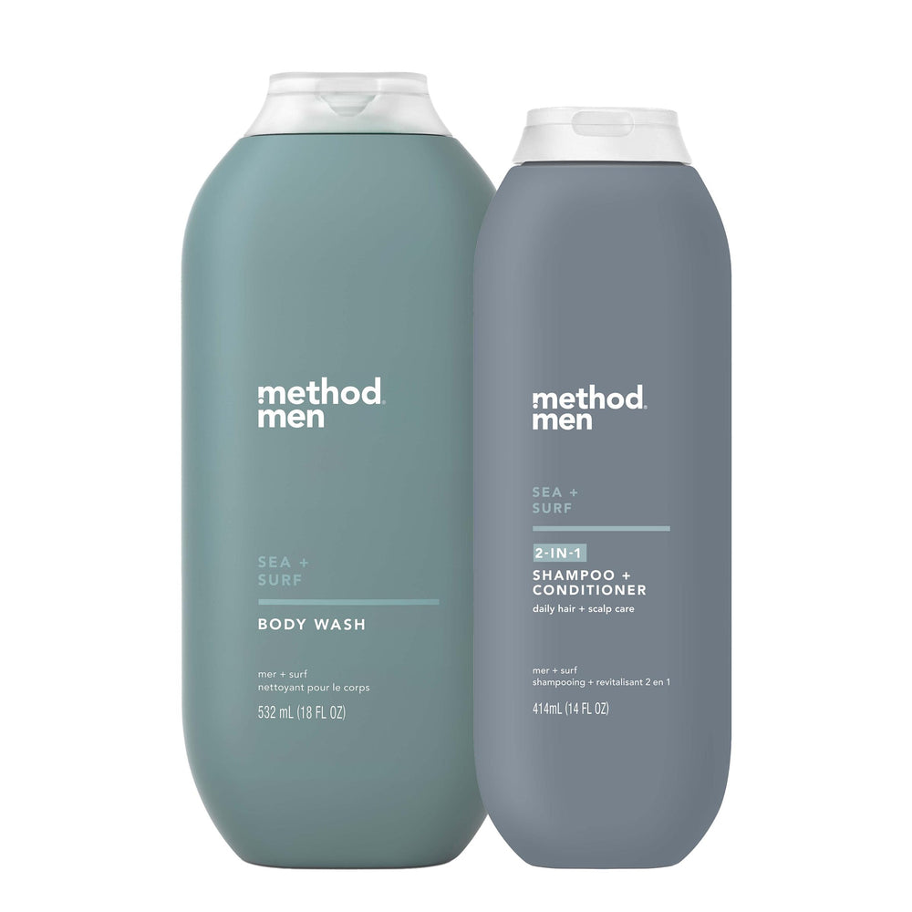 method front packaging showing both Sea + Surf bottles and fresh coastal design benefits quick recognition
