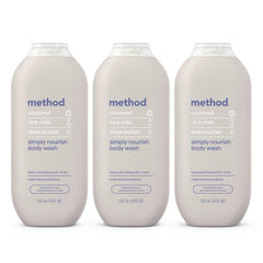 Method front packaging showing 18 fl oz bottle and soothing design benefit skin hydration