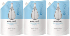 Method Sweet Water front packaging showing three refill pouches and eco benefit