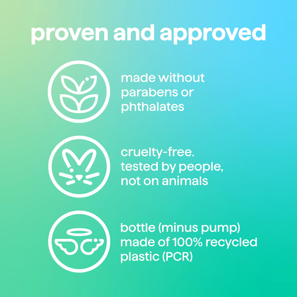 Method bottle recycle label close-up showing PCR plastic and environmental benefit