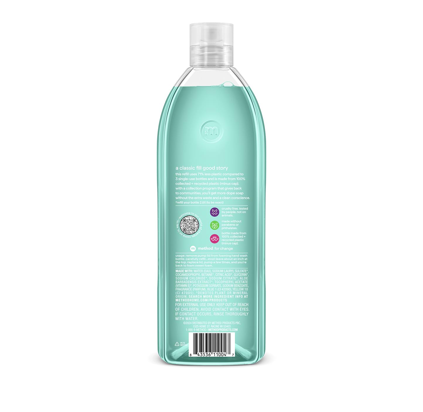Method Waterfall close-up of bottle texture highlights recycled plastic quality
