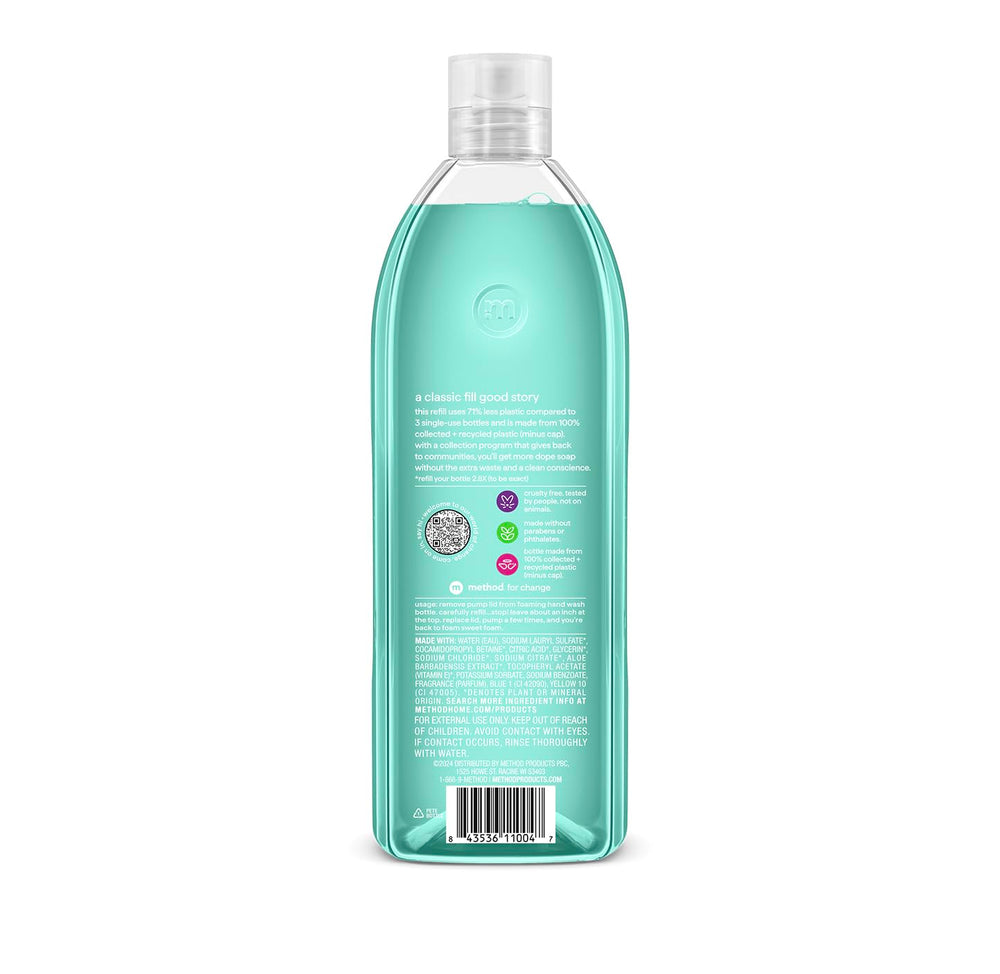 Method Waterfall close-up of bottle texture highlights recycled plastic quality