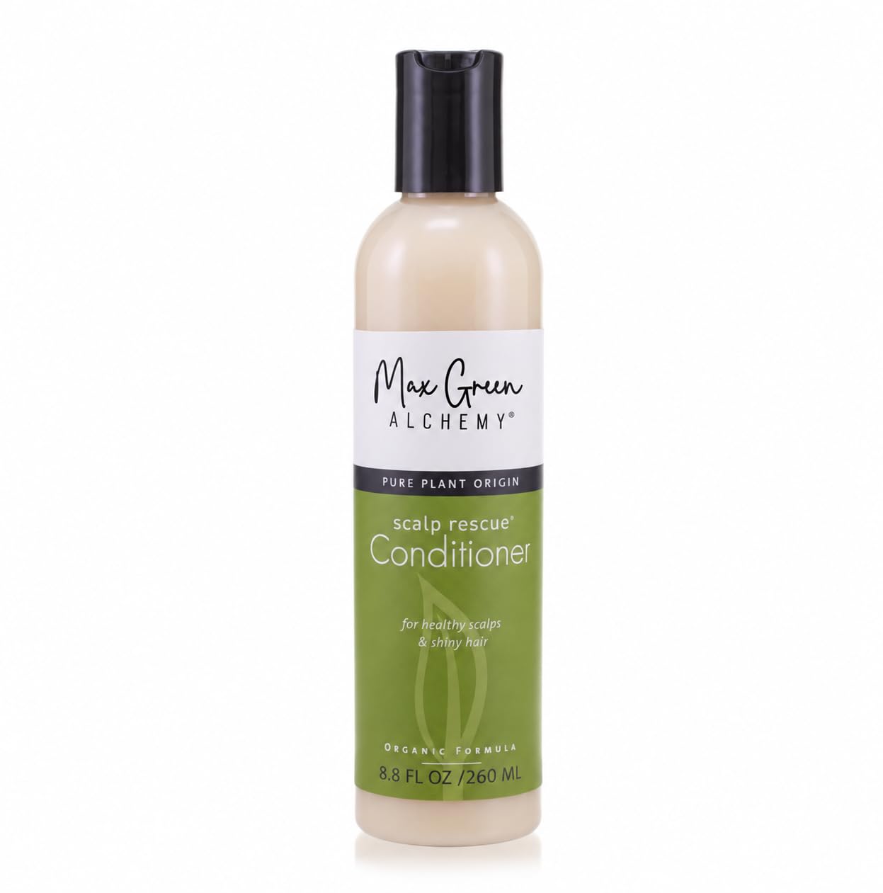 Max Green Alchemy front bottle view showing label and product promise