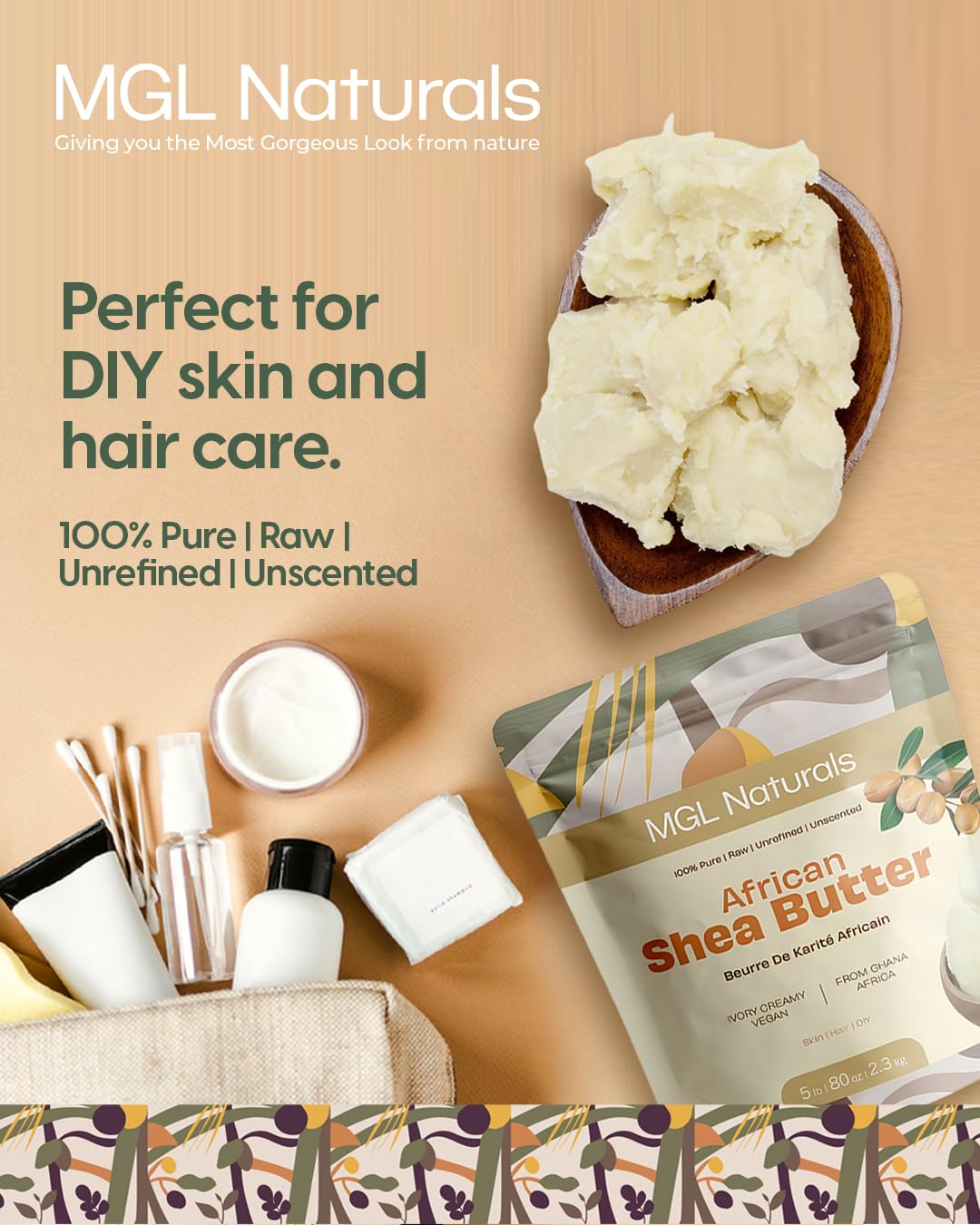 MGL Naturals applying shea butter to hair ends for shine and manageability