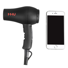 MHD mini hair dryer with 1.8m cord and hanging loop for flexible placement