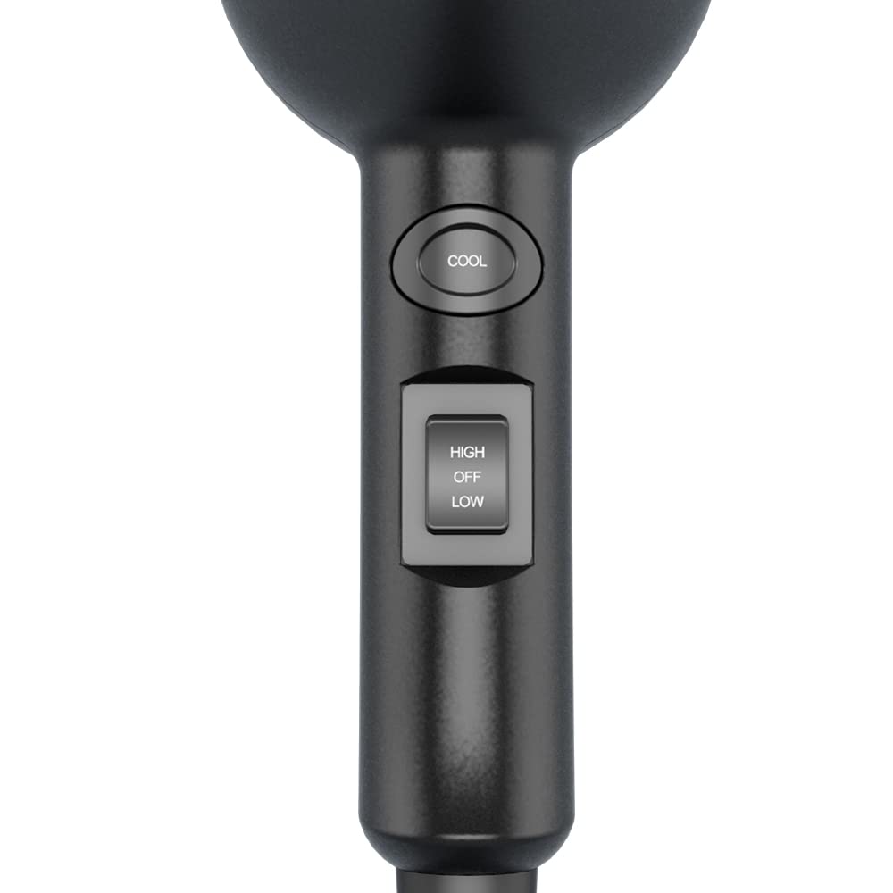 MHU mini blow dryer with concentrator nozzle attached for focused airflow and precise styling