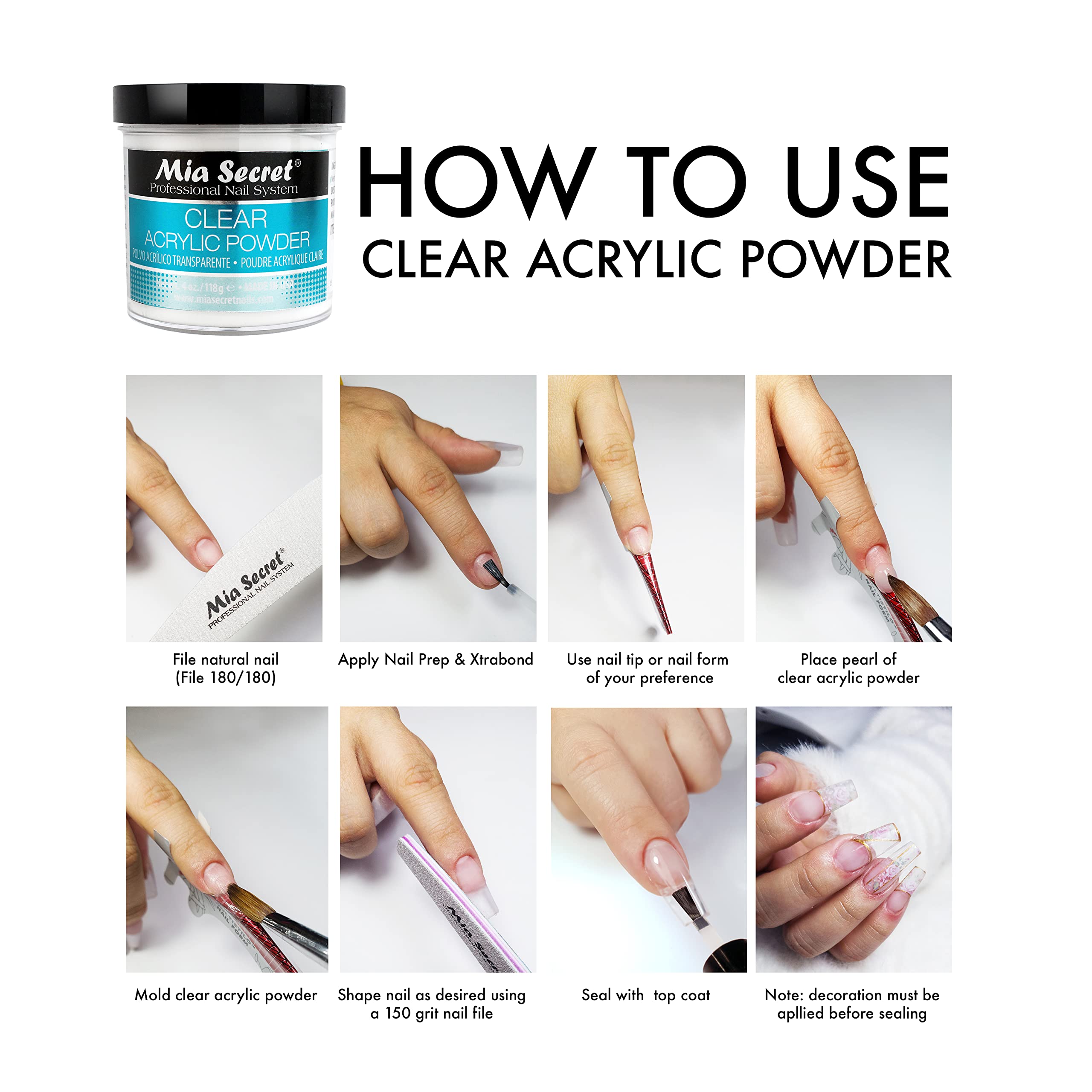 Mia Secret label and ingredient panel emphasizing U.S. production and quality control