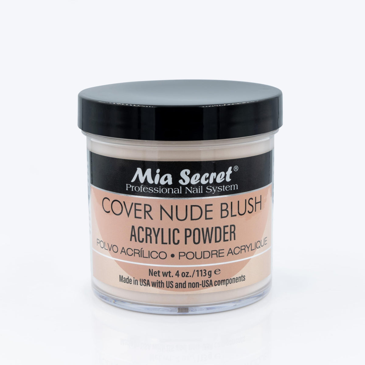 Mia Secret jar front view showing product label and clear lid benefits visibility