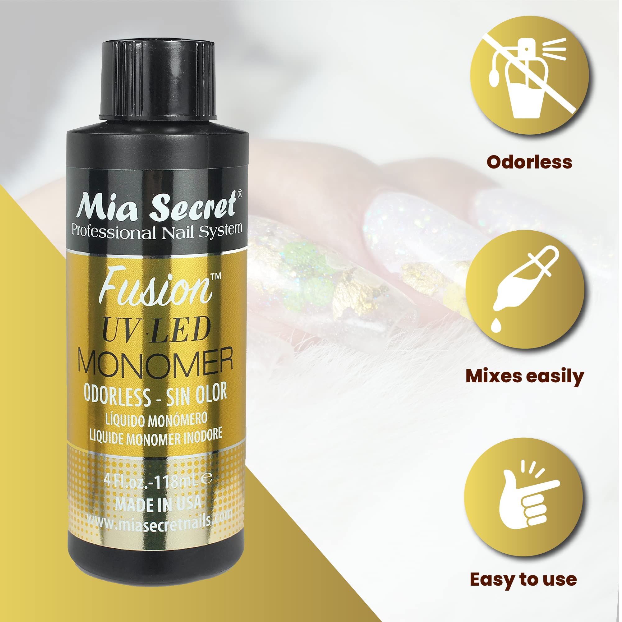 Mia Secret in salon scene illustrating low-odor comfort during services
