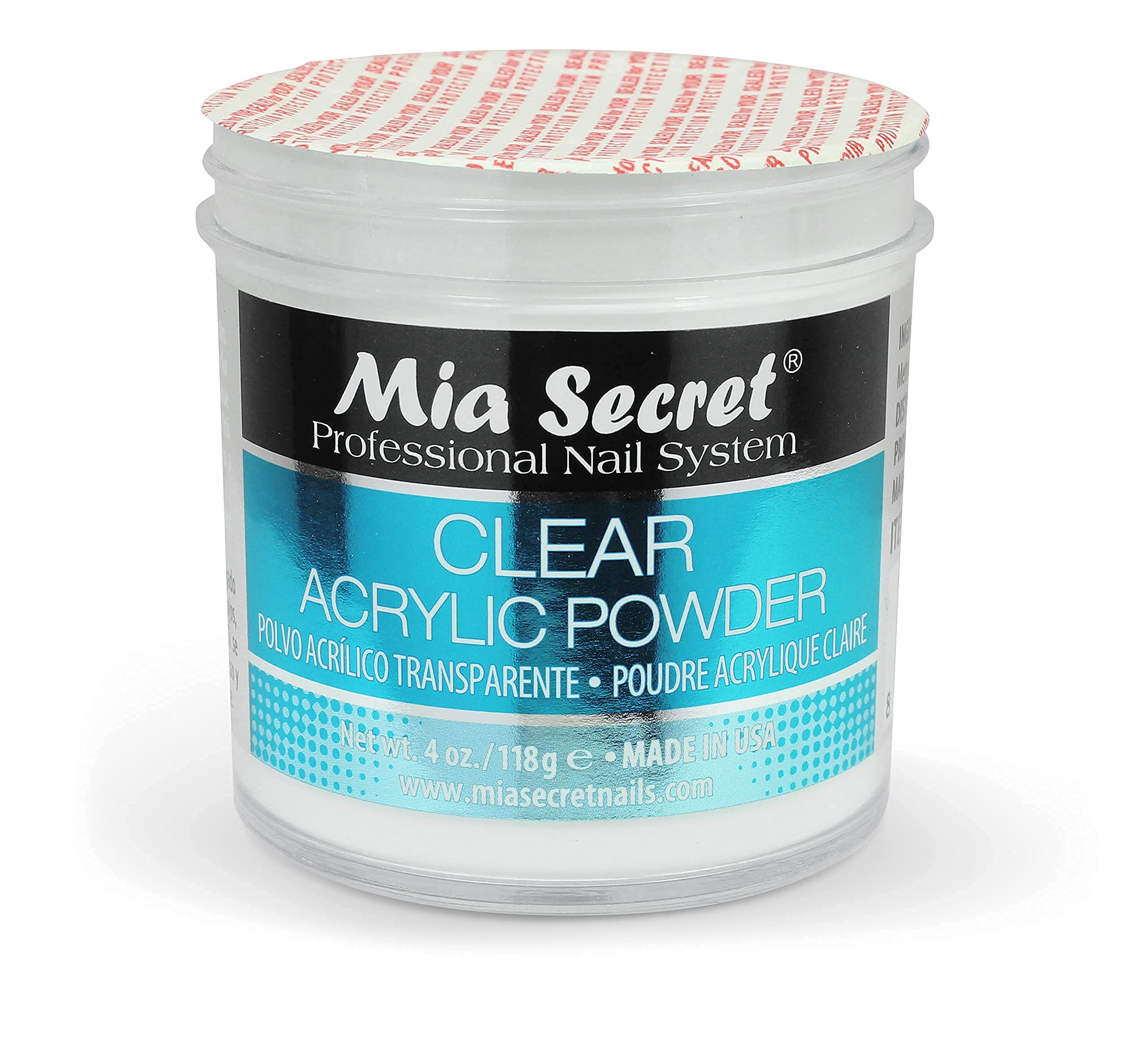 Mia Secret 4oz jar next to hand for size comparison and portability benefit