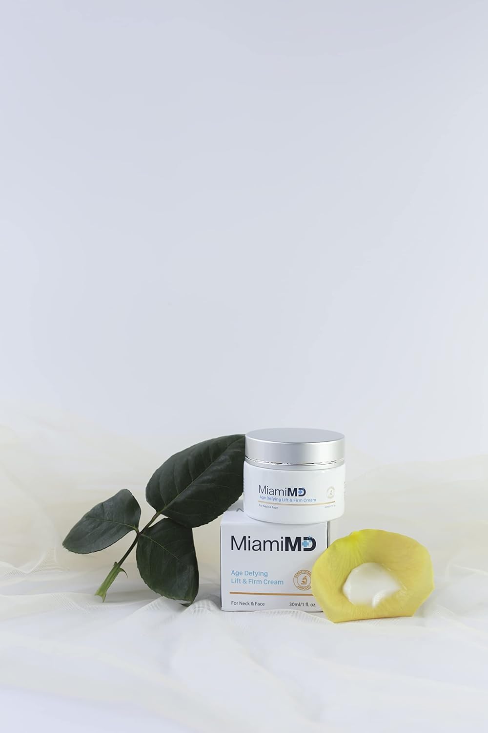 MiamiMD cream being applied to neck demonstrating lifting motion benefit