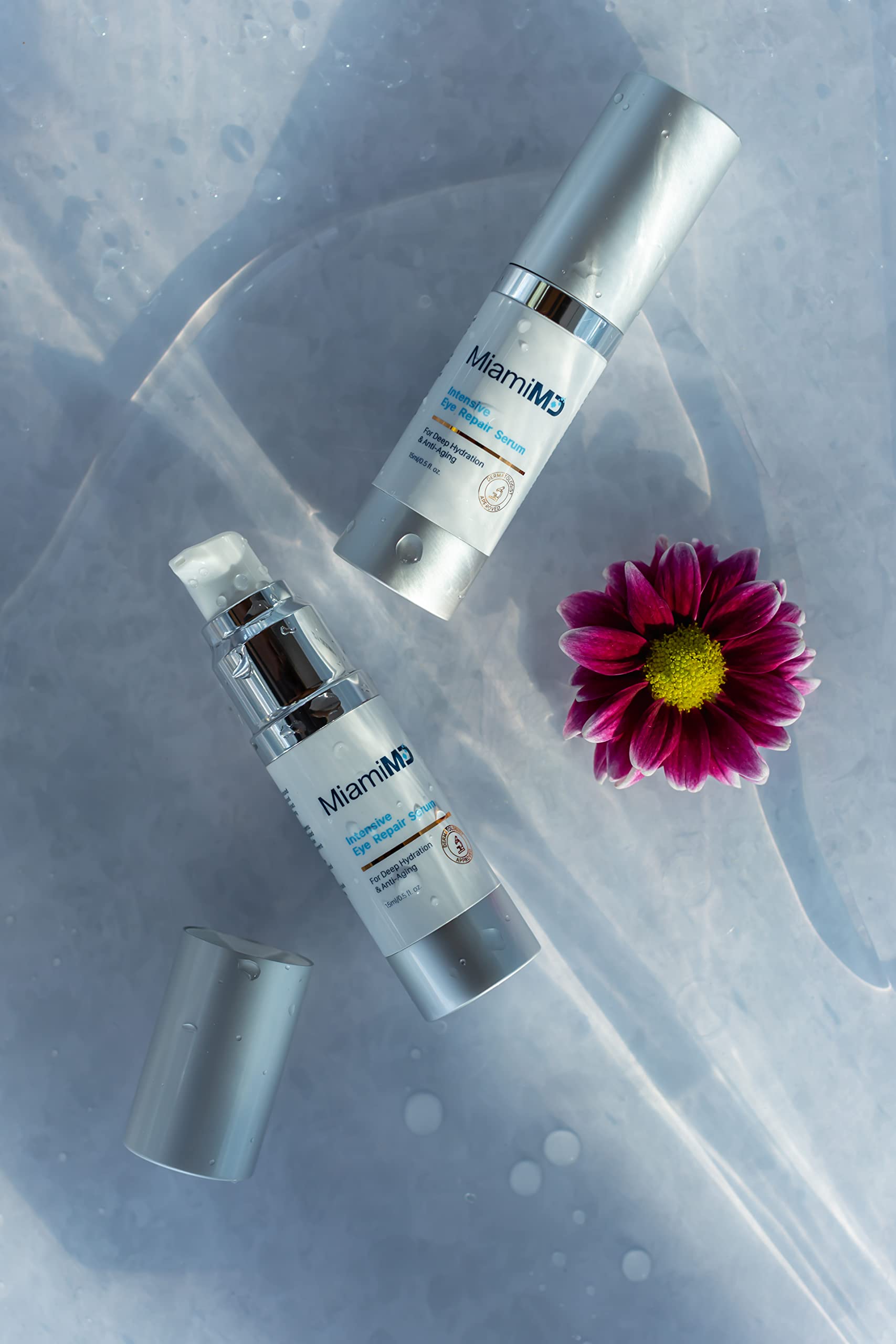 MiamiMD before and after composite illustrating visible reduction in puffiness and fine lines benefit