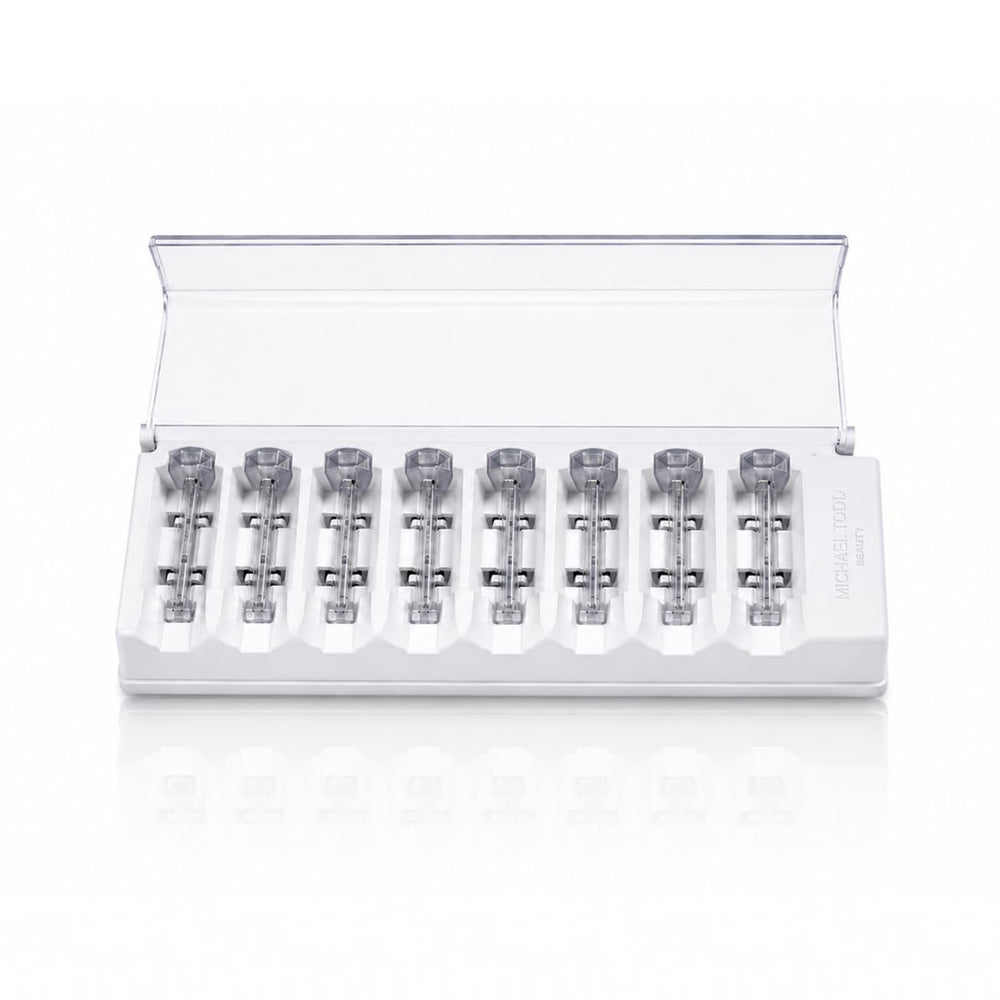 MICHAEL TODD blade refills next to ruler showing compact size and easy storage benefit