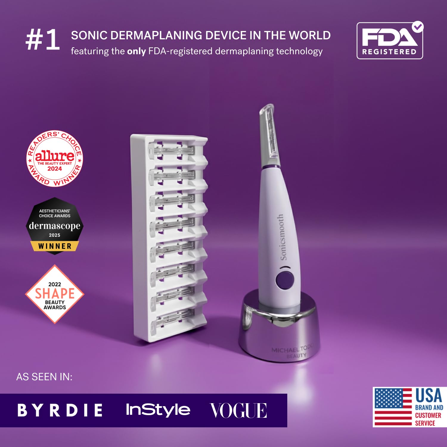 MICHAEL TODD Sonicsmooth held in hand showing compact size and travel convenience