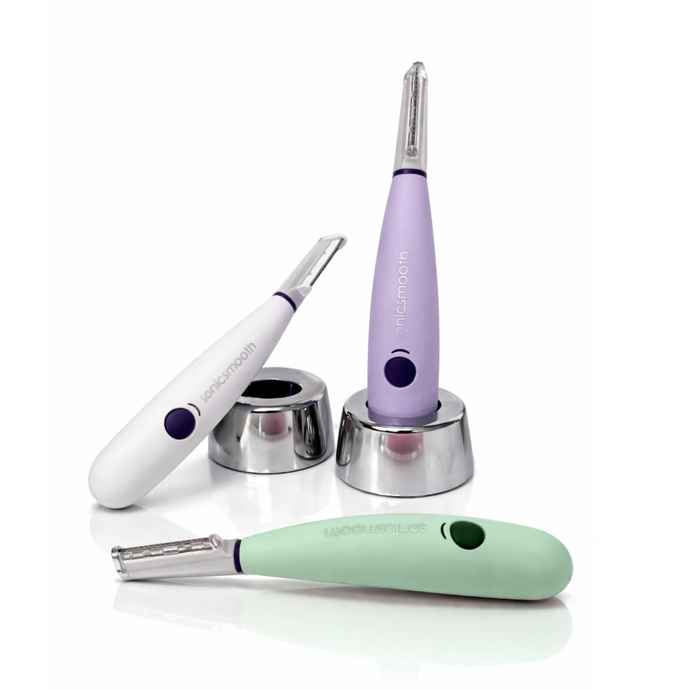 MICHAEL TODD Sonicsmooth on bathroom vanity indicating travel-ready skincare routine