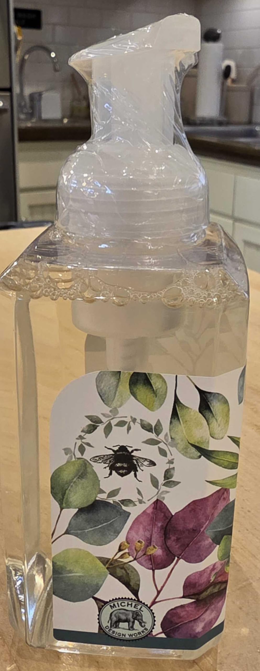 Michel Design Works bottle on bathroom counter conveying style and everyday freshness