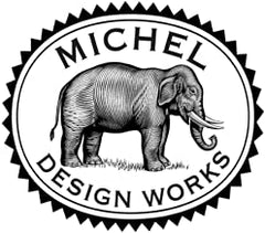Michel Design Works label close-up highlighting ingredients and elegant packaging