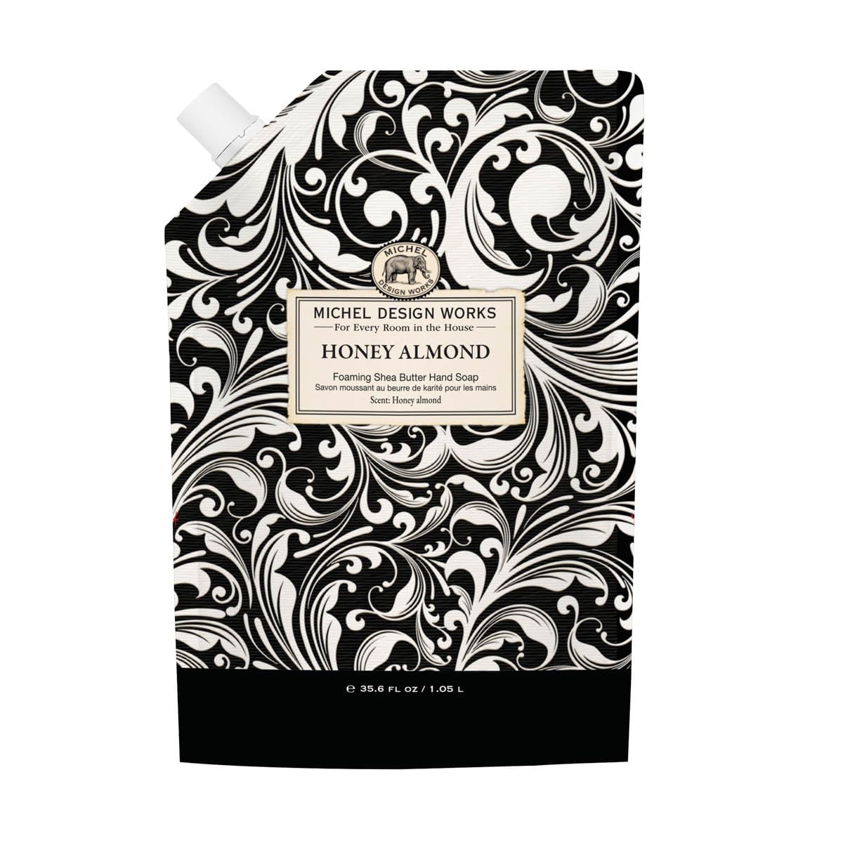 Michel Design Works front pouch showing label and refill convenience