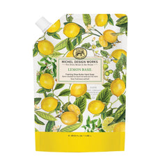 Michel Design Works refill pouch front view showing label and scent for easy identification and stylish refill